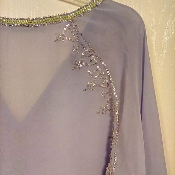 Daisy Fuentes Beaded Longsleeve Light Blue Top XL-XXL - Picture 12 of 16